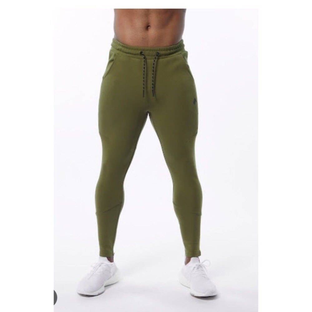 Alphalete Men’s Elmts Zip Jogger – Olive , Size Medium